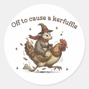 Off To Cause A Kerfuffle Funny Weird Possum With C Classic Round Sticker