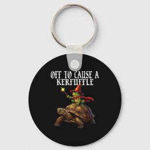 Off To Cause A Kerfuffle Funny Whimsical Frog Wiza Key Ring