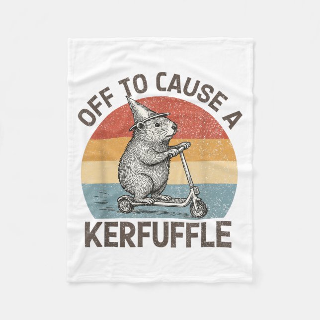 Off To Cause A Kerfuffle Groundhog Scooter Funny A Fleece Blanket (Front)