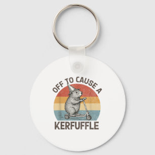 Off To Cause A Kerfuffle Groundhog Scooter Funny A Key Ring