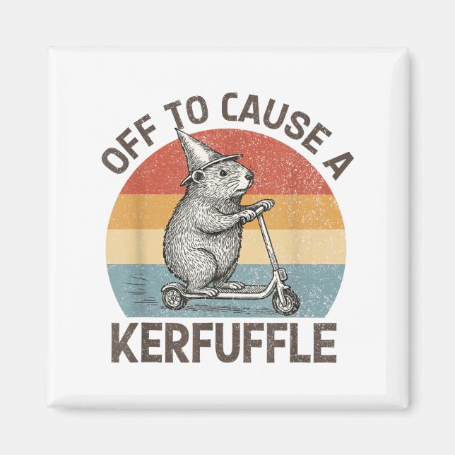 Off To Cause A Kerfuffle Groundhog Scooter Funny A Magnet (Front)