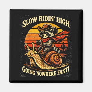 Off to cause a kerfuffle raccoon vintage magnet