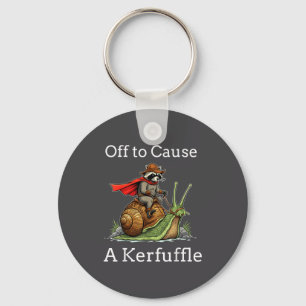 Off To Cause A Kerfuffle Raccoon Whimsical Wizard  Key Ring