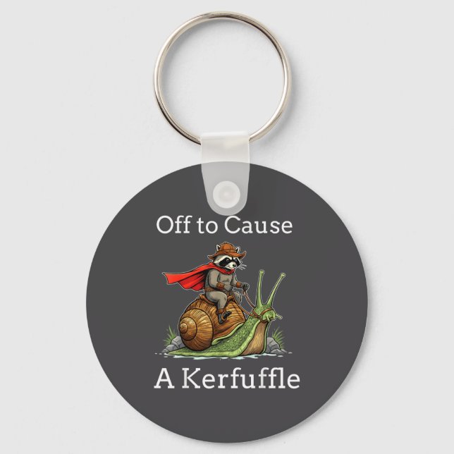 Off To Cause A Kerfuffle Raccoon Whimsical Wizard  Key Ring (Front)