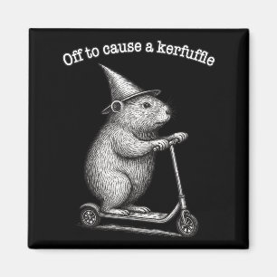 Off To Cause A Kerfuffle Scooter Groundhog  Magnet