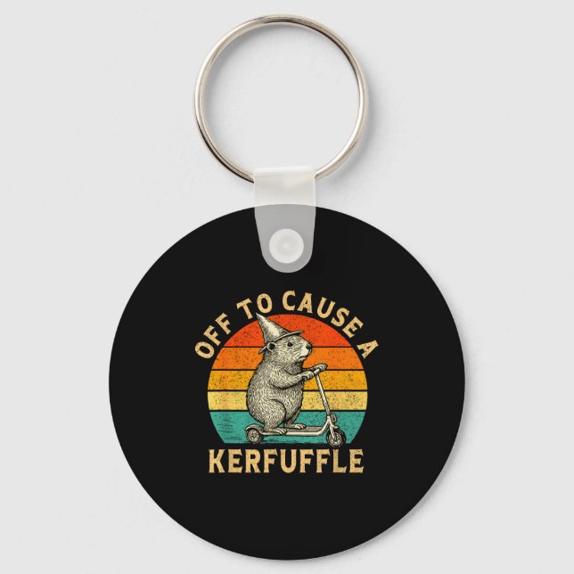 Off To Cause A Kerfuffle Silly Groundhog Scooter A Key Ring (Front)