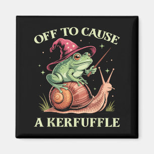 Off To Cause A Kerfuffle Whimsical Wizard Frog Mem Magnet