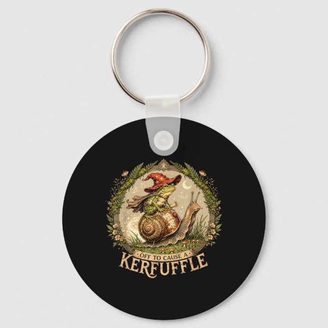 Off to Cause a Kerfuffle Witchy Frog Wizard Snail Key Ring (Front)