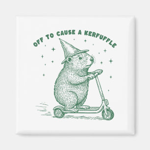 Off To Cause A Kerfuffle, Wizard Groundhog Scooter Magnet