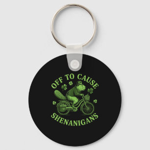 Off to cause shenanigans beaver st patricks day key ring