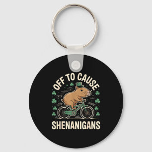 Off to cause shenanigans capybara meme st patricks key ring