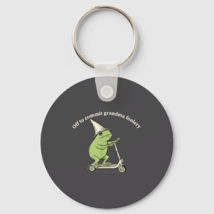 Off To Commit Grandma Foolery Funny Frog Meme Key Ring