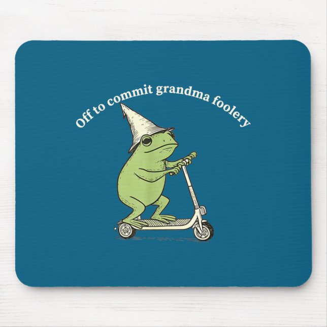 Off To Commit Grandma Foolery Funny Frog Meme  Mouse Mat (Front)