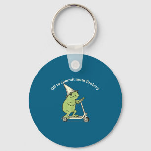 Off To Commit Mom Foolery Funny Frog Meme Key Ring