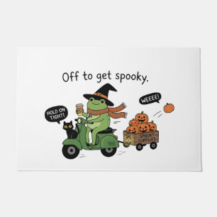 Off To Get Spooky Frog Scooter Halloween Doormat