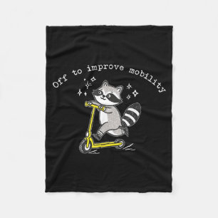 Off To Improve Mobility Funny Raccoon Pt Physical Fleece Blanket