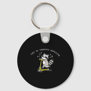 Off To Improve Mobility Funny Raccoon Pt Physical  Key Ring