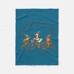 Off to overthrow the kings frog duck toad funny fleece blanket