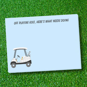 Off to Play Golf Golf Cart With Beer And Hot Dog Post-it Notes