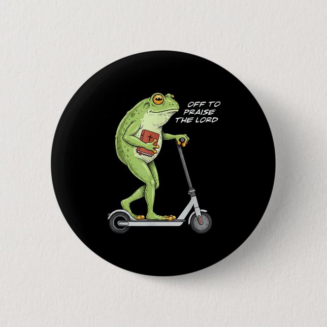 Off To Praise D Lord Funny Frog Christian Meme  6 Cm Round Badge (Front)