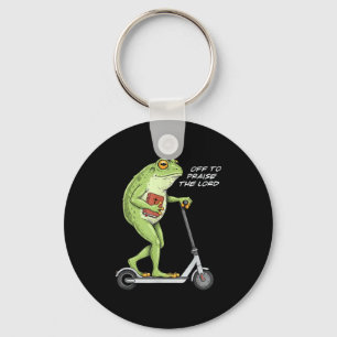 Off To Praise D Lord Funny Frog Christian Meme  Key Ring