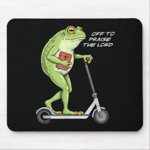Off To Praise D Lord Funny Frog Christian Meme Mouse Mat