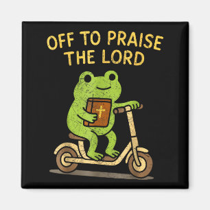 Off To Praise The Lord Frog Christian Magnet