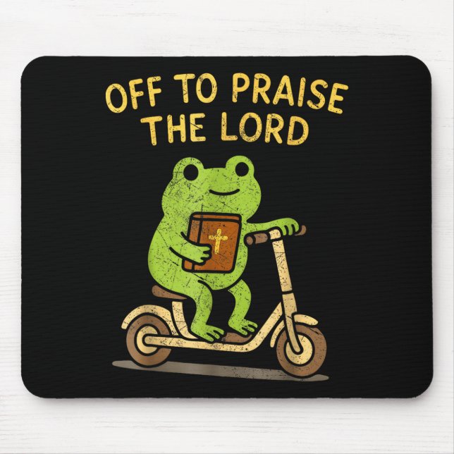 Off To Praise The Lord Frog Christian  Mouse Mat (Front)