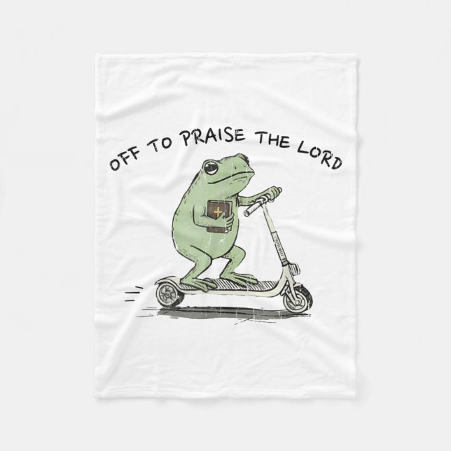 Off To Praise The Lord, Funny Christian  Fleece Blanket (Front)