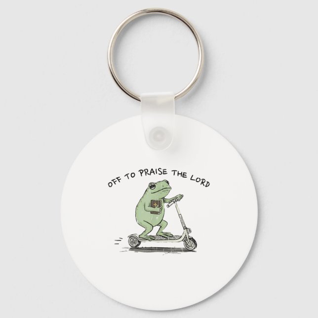 Off To Praise The Lord, Funny Christian  Key Ring (Front)