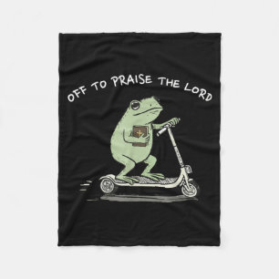 Off To Praise The Lord Funny Christian Meme Frog H Fleece Blanket
