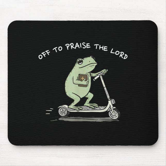 Off To Praise The Lord Funny Christian Meme Frog H Mouse Mat (Front)