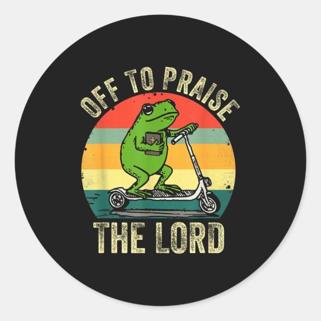 Off To Praise The Lord Funny Frog Bible Study Jesu Classic Round Sticker (Front)
