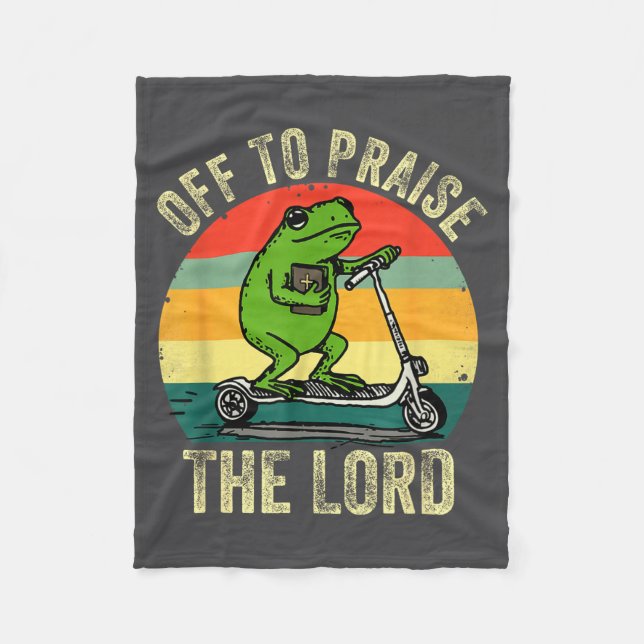 Off To Praise The Lord Funny Frog Bible Study Jesu Fleece Blanket (Front)