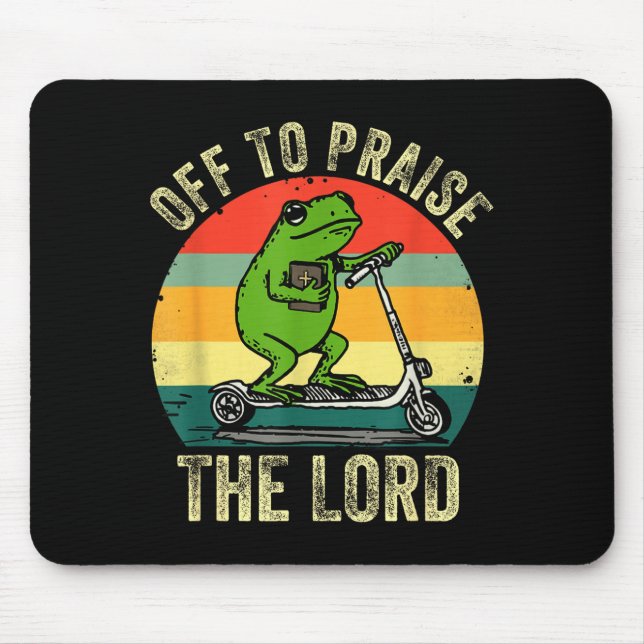 Off To Praise The Lord Funny Frog Bible Study Jesu Mouse Mat (Front)