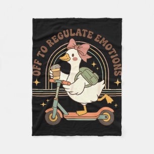 Off to regulate emotion goose coffee mental health fleece blanket
