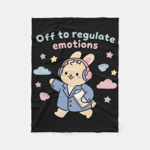 Off To Regulate Emotions Funny Bunny Rabbit Scoote Fleece Blanket