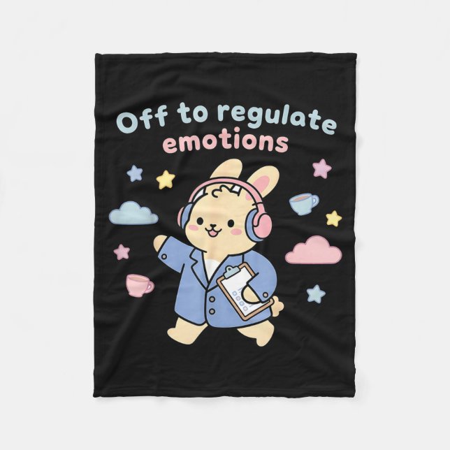 Off to regulate emotions funny bunny rabbit scoote fleece blanket (Front)