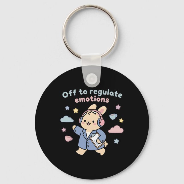 Off To Regulate Emotions Funny Bunny Rabbit Scoote Key Ring (Front)