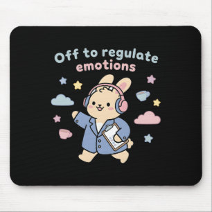 Off To Regulate Emotions Funny Bunny Rabbit Scoote Mouse Mat