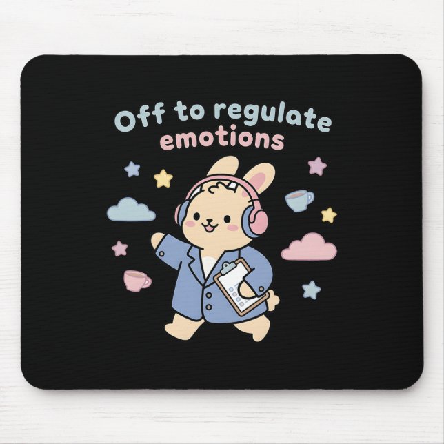 Off To Regulate Emotions Funny Bunny Rabbit Scoote Mouse Mat (Front)