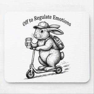 Off To Regulate Emotions Funny Bunny Rabbit Scoote Mouse Mat