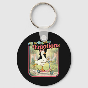 Off to Regulate Emotions Funny Coquette Goose Key Ring