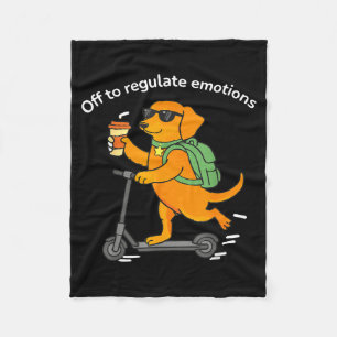 Off to regulate emotions funny dachshund dog menta fleece blanket