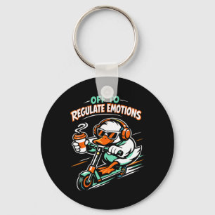 Off To Regulate Emotions Funny Duck Scooter Mental Key Ring