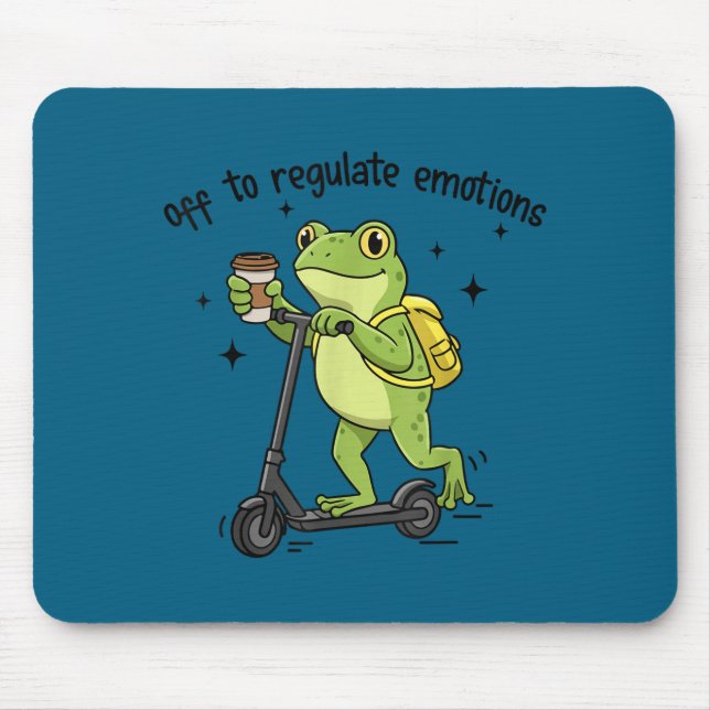 Off to regulate emotions funny frog on scooter  mouse mat (Front)