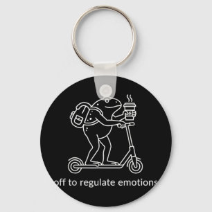 Off to regulate emotions funny frog on scooter Off Key Ring