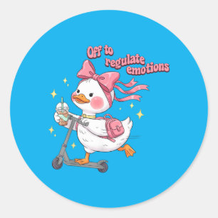 Off to Regulate Emotions Funny Goose Mental Health Classic Round Sticker