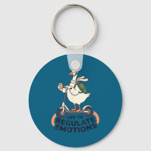 Off to regulate emotions funny goose on scooter key ring