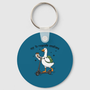 Off to regulate emotions funny goose on scooter key ring